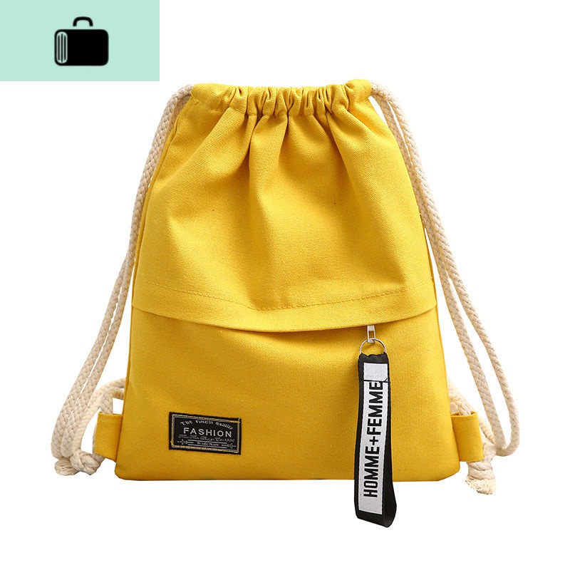 束口袋抽绳背包女帆布简约学生书包男运动小布袋包韩国拉绳双肩包NEW LAKE高清大图