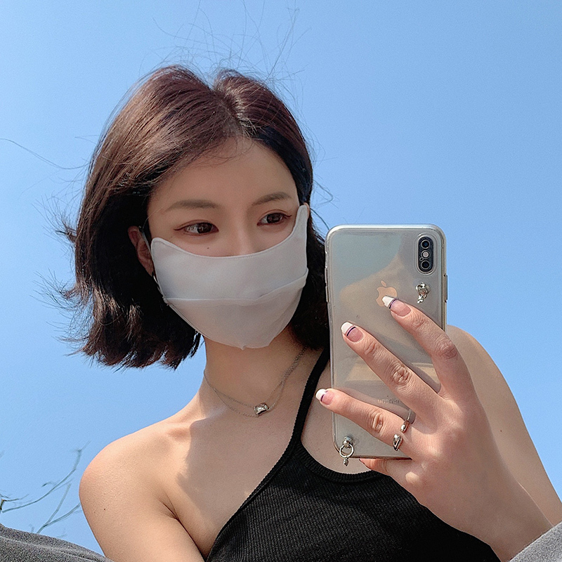 灰色防晒面纱女夏季面罩脸罩全脸罩面部遮脸薄款遮阳冰丝口罩护颈透气
