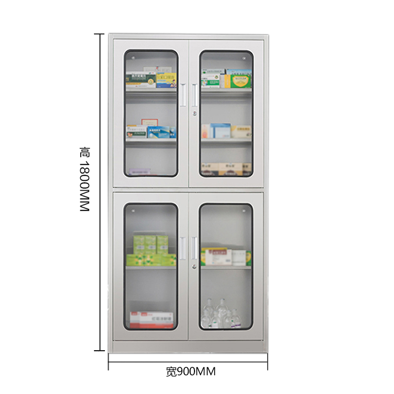 峰汇园室文件柜不锈钢柜子储物柜资料柜档案柜带锁文件柜304上下玻文件柜