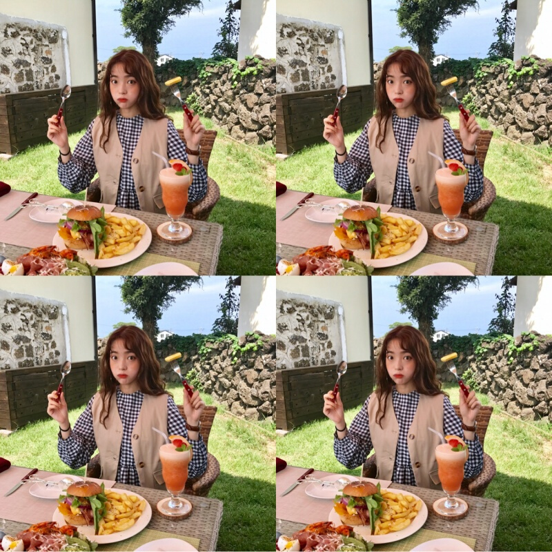 春装女装韩版中长款宽松显瘦长袖格子连衣裙学生长裙+马甲背心潮格子裙单件均码