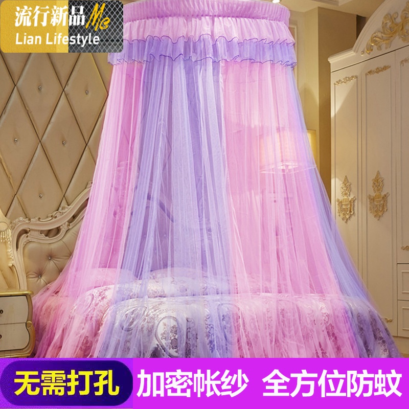 吊顶免安装2米圆顶蚊帐1.8m床双人家用超大加大2.0*2.2文帐子1.5x 三维工匠