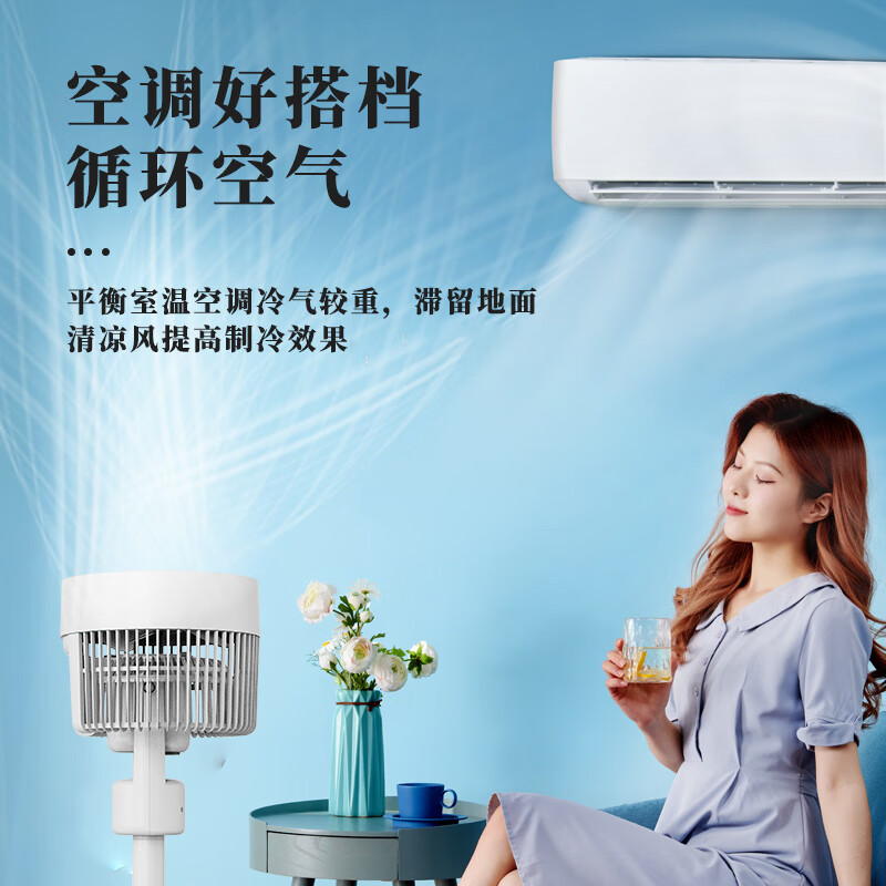 先锋空气循环扇 DXH-S12 白色机械循环扇大风量摇头电风扇落地台地扇家用卧室遥控风扇循环扇办公室大风力电扇高清大图