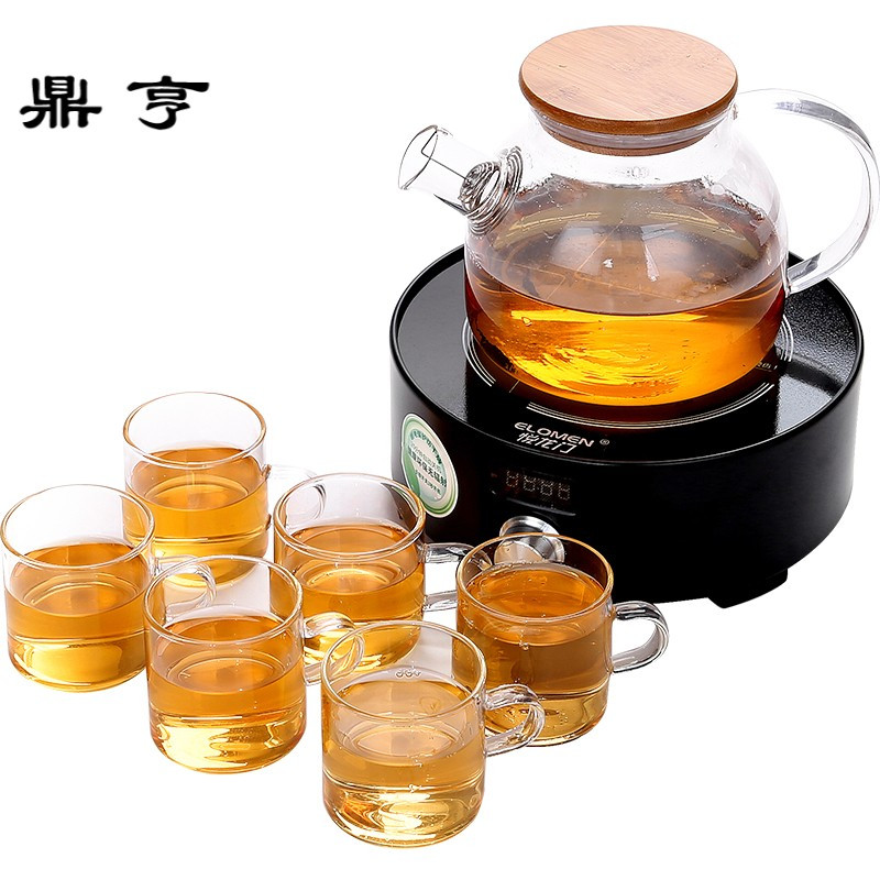鼎亨玻璃茶具花茶壶过滤水果泡茶壶耐热泡水壶加热电陶炉套装家用