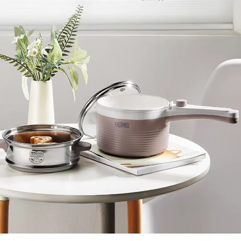 膳魔师(THERMOS)EHA-4311A-SP家用多功能电煮锅电热锅不粘内胆蒸煮两档 1.5L 电蒸锅高清大图