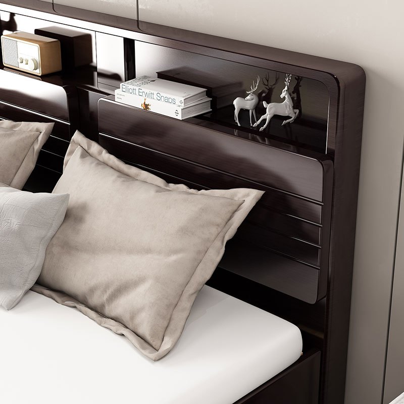 欧梵森 床 新中式橡胶木床实木床双人床1.