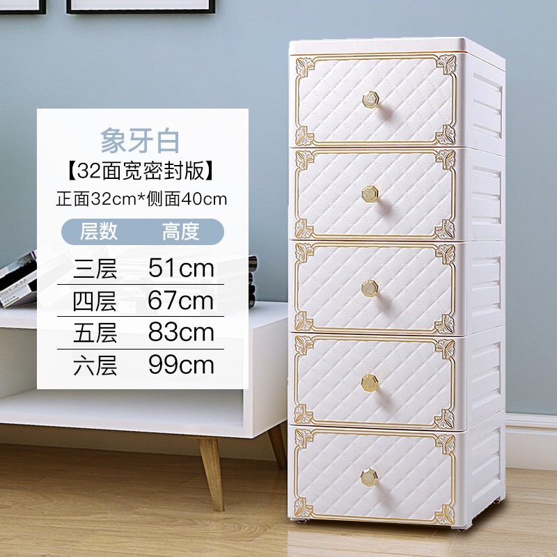 加厚欧式收纳柜抽屉式塑料宝宝衣柜婴儿童衣服整理箱简易储物柜子收纳柜 三维工匠高清大图