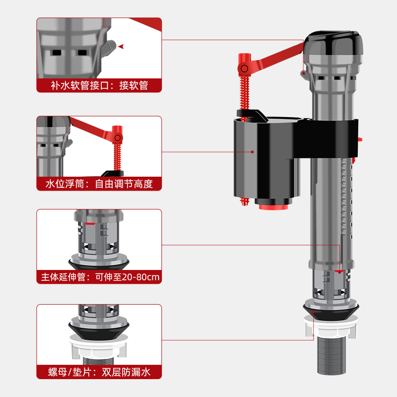 马桶水箱配件进水阀排水冲水器坐便器上下水双按钮全套