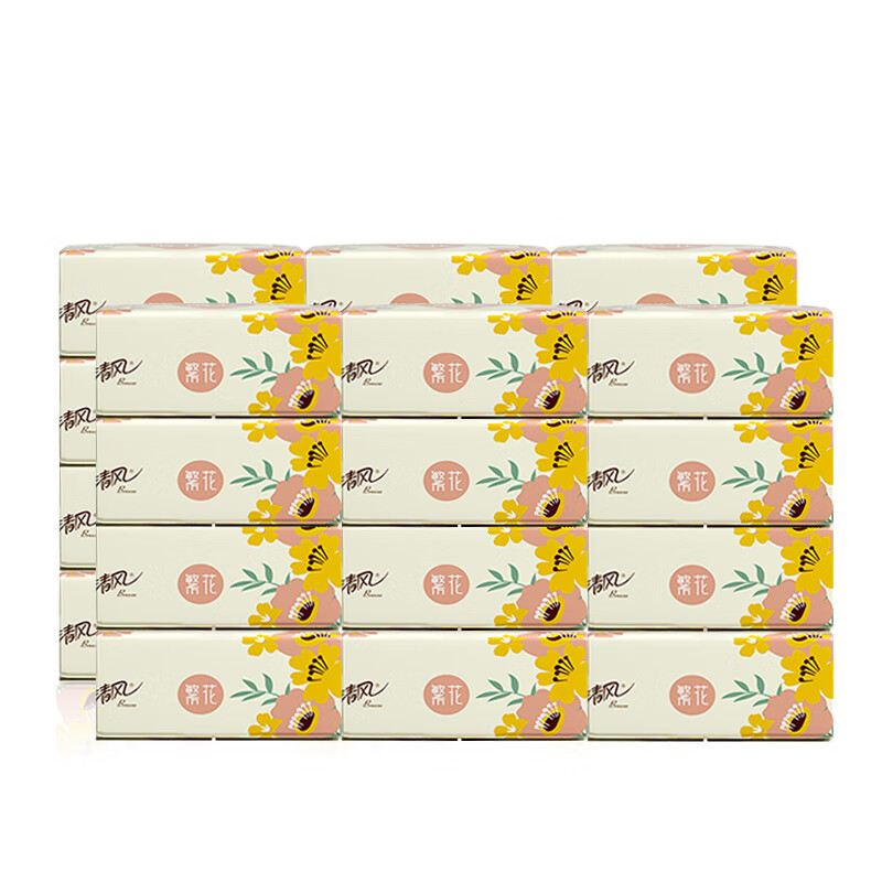 清风繁花系列 3层100抽 24包装软抽纸 AR62TMS3X4