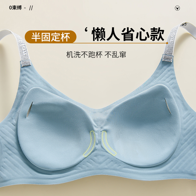 猫人内衣女士聚拢小胸字母无痕运动无钢圈防下垂收副乳薄款文胸罩高清大图