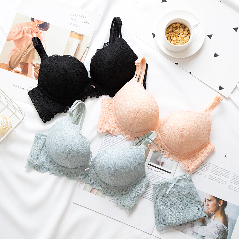 蕾丝内衣无钢圈厚薄款士文胸拢副上托胸罩