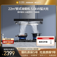 老板名气6519A+B510A(天然气)烟灶套装双腔大火力23立方搭配5.0kw燃气灶家用