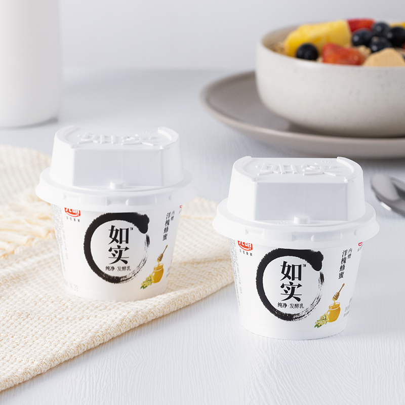 [拍四件发货]光明如实135g无添加发酵乳 酸奶三连杯 (共3杯)
