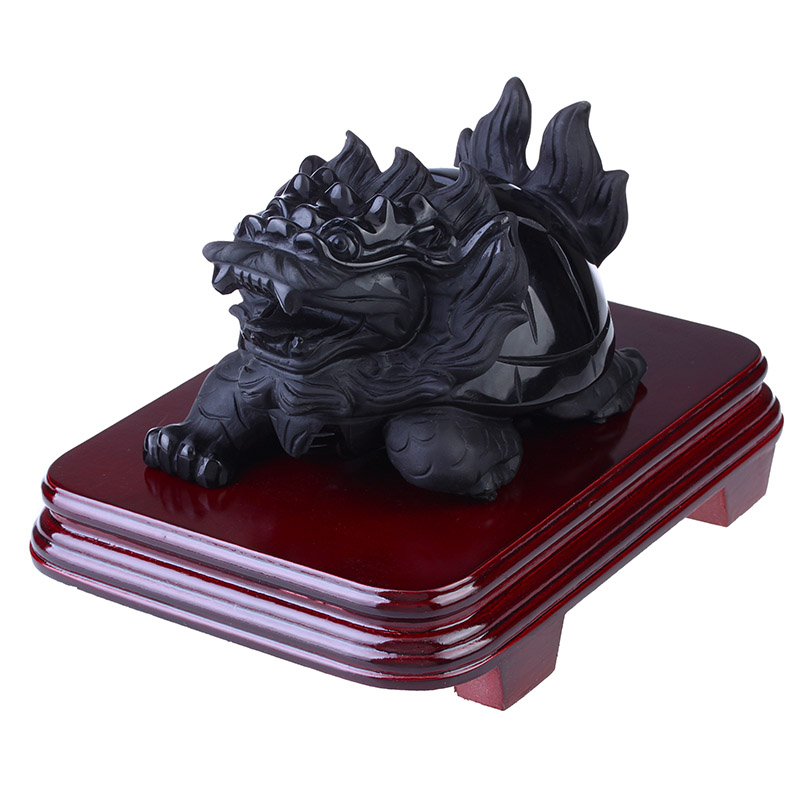 美帮汇母子龙龟摆件黑曜石神兽龙龟摆件开业礼品百财归来龙龟高清大图