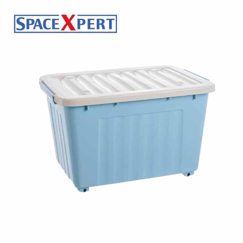 空間専門家(SPACEXPERT) 衣物收纳箱塑料储物箱42L 条纹箱(带轮)高清大图