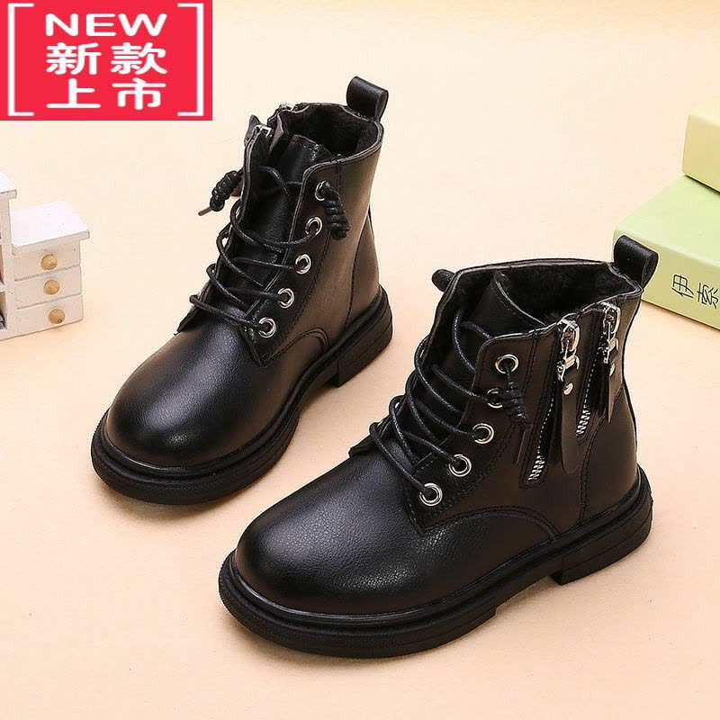 可莉允女童马丁靴2022年新款秋季二棉加绒儿童靴子秋冬款小女孩短靴童鞋图片