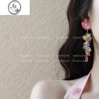 JiMiYOUJUclub-夕阳下的彩虹 甜美流苏夸张彩色度假长耳环蚊香盘耳夹 925耳钉一对#Y393