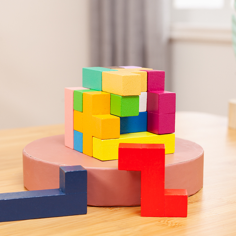 立方体儿童智力拼图玩具空间思维训练专注力俄罗斯方块早教教具