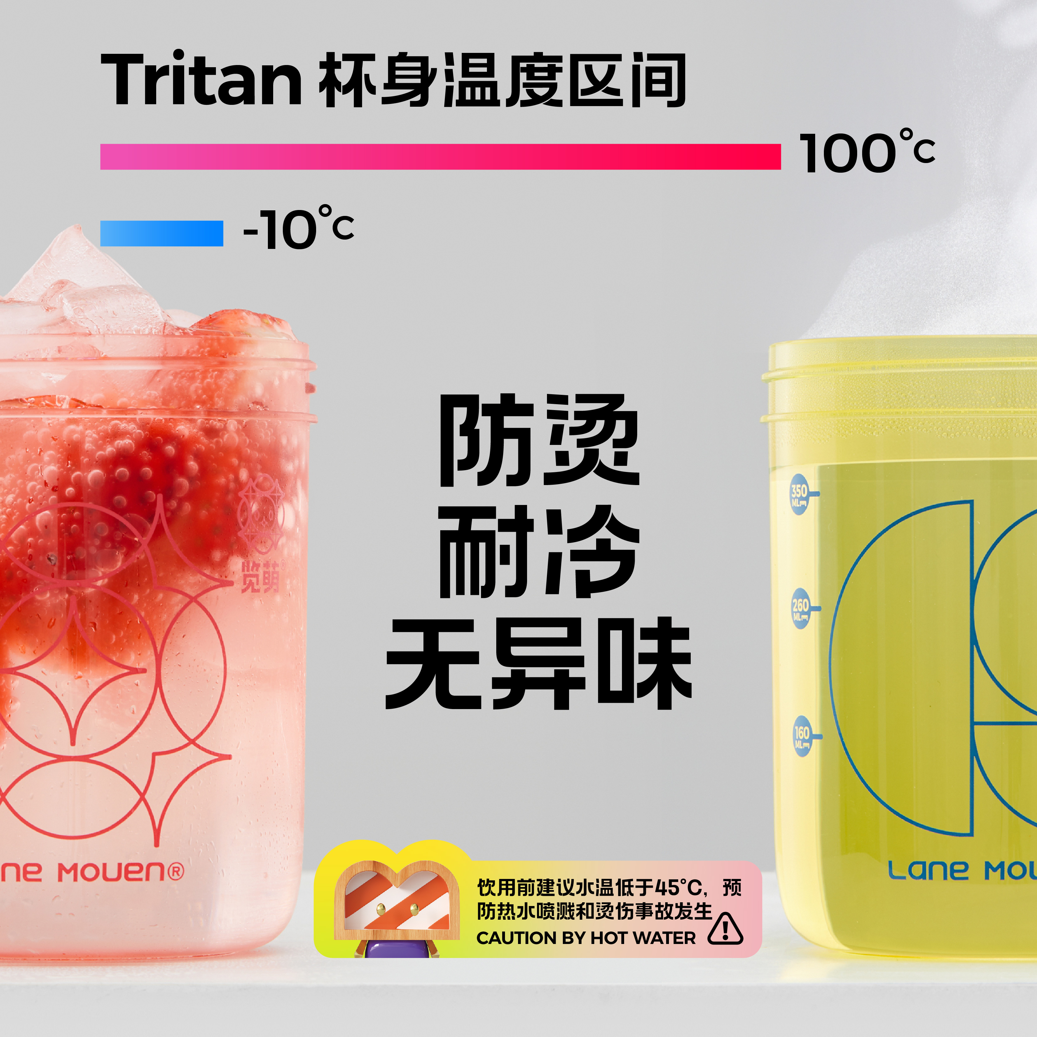 览萌LaneMouen随行吸管杯+提手+肩带大容量黄色高颜值女生便携带奇趣杯高清大图