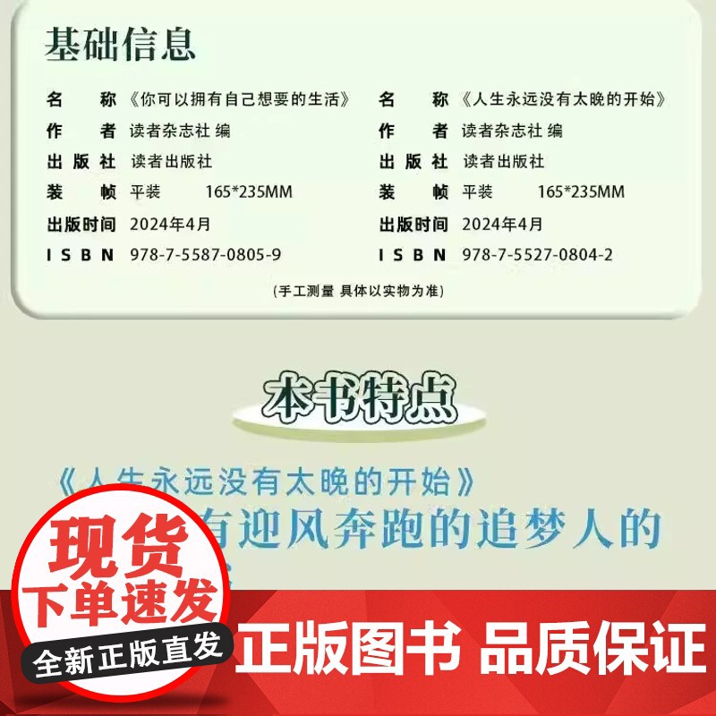 读者励志追梦篇全2册 你可以拥有自己想要的生活 人生永远没有太晚的开始 活着 爱着我们的生活 青少年成长经典高清大图