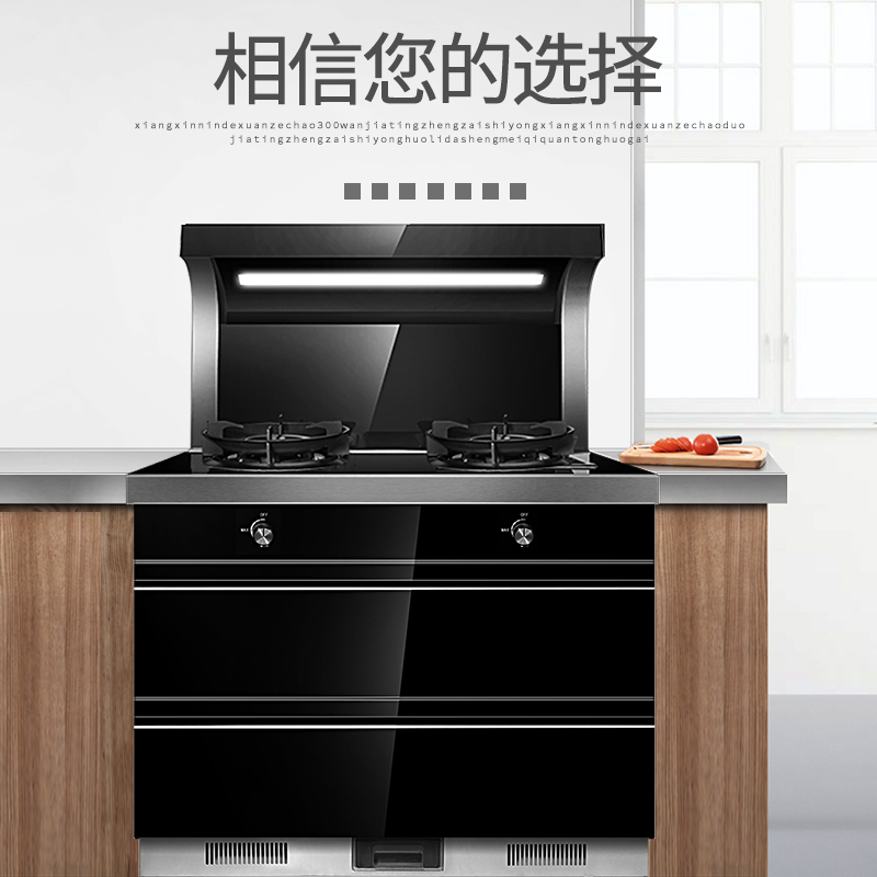 欧尼尔(OUNIER)LX8-S 侧吸式一体灶环保灶双电机自动清洗油烟机燃气灶消毒柜液化气 集成灶