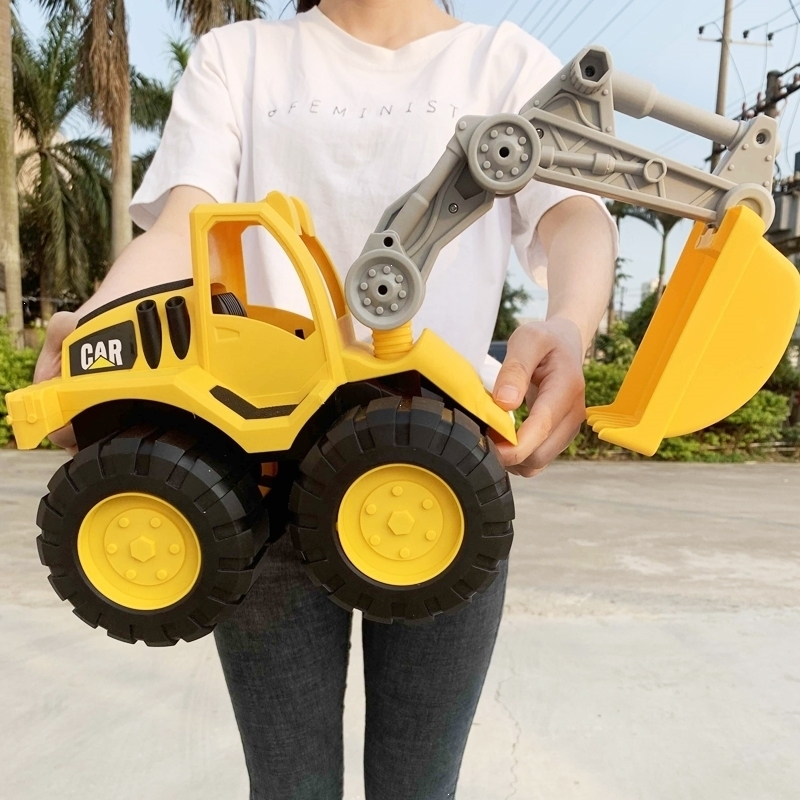 大号工程车挖掘机儿童玩具车男孩沙滩铲车挖土翻斗惯性智扣小汽车套装2-6岁 大号挖掘机+大号推土机