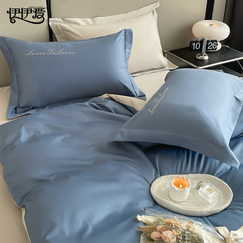 伊伊爱 YJD25354S 全棉觉忆系列防螨高密经典字母四件套 200*230cm高清大图