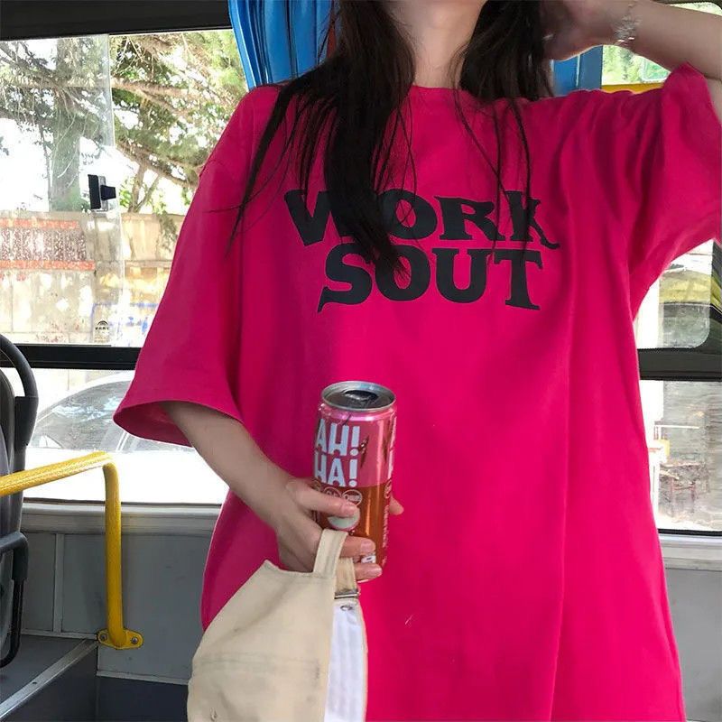 单/套装女新款学生韩版宽松短袖英文印花t恤百搭休闲阔腿裤两件套