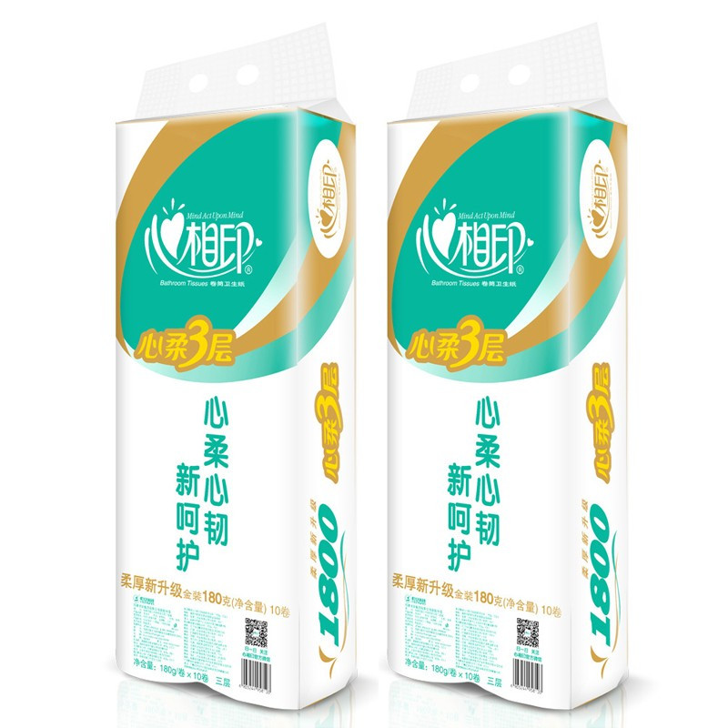 心相印心柔卷纸1800克空芯 10卷/提 单提装
