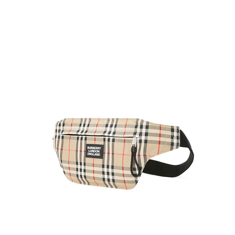 预订 BURBERRY 博柏利 Brummell 经典格纹 徽标嵌花 腰包 斜挎包8027159