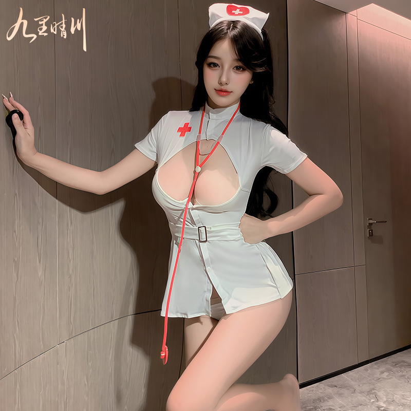 九里晴川内衣性感睡衣蕾丝透V领镂空紧身开裆免脱女成人用品 TZ071 均码_378_992高清大图