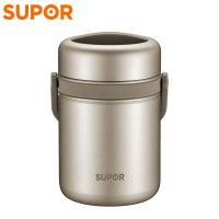 苏泊尔(SUPOR)高汤宝系列保温提锅 三层分格304不锈钢 儿童学生保温桶饭盒便当 KF15A7香槟金