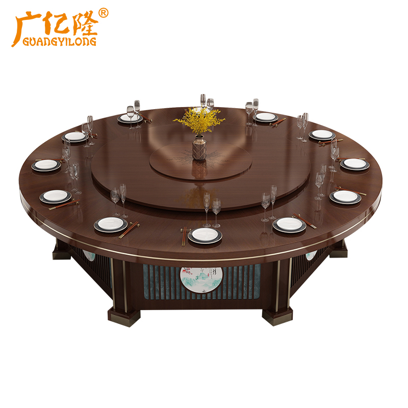 广亿隆中式大圆桌饭店包厢豪华转盘餐桌定制 自动款每米WH-CZJ10#D/米
