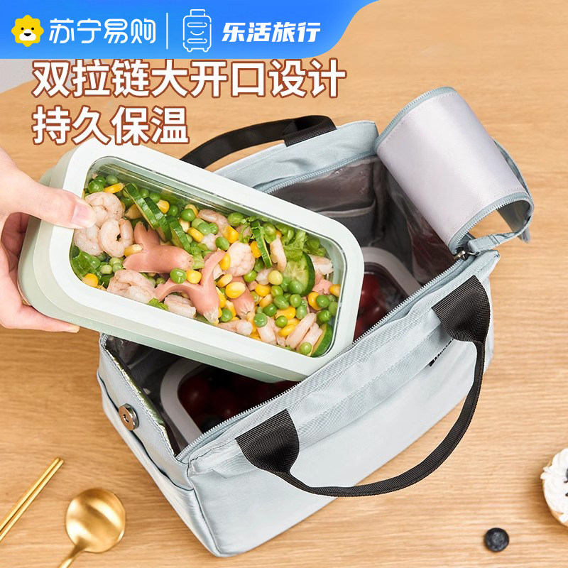 饭盒手提包保温袋便当饭兜帆布上班族带饭小学生大容量装盒饭1085