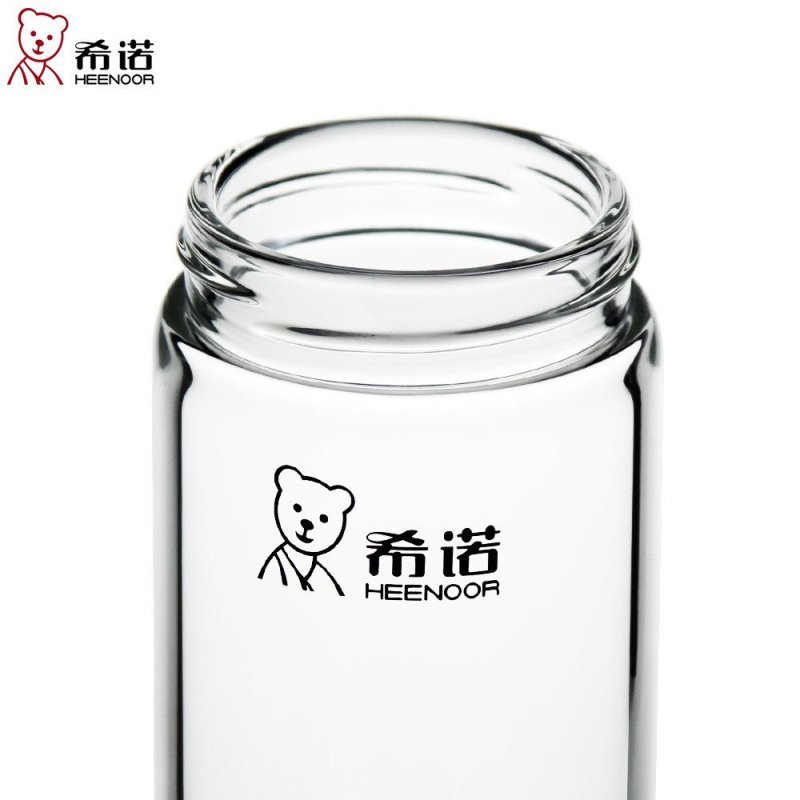 希诺 XN-6015单层玻璃杯加厚带盖茶水杯250ml高档水晶杯耐热便携防漏玻璃杯子