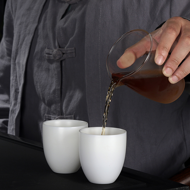 德化原矿素烧羊脂玉白瓷茶杯茶具简约品茗杯主人杯陶瓷定制刻字 三维工匠 款式三、静心高清大图