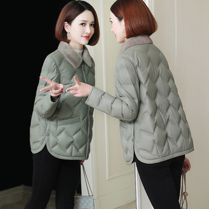 2021冬新款羽绒棉服女短款仿水貂领小个子棉衣外套轻薄保暖棉袄