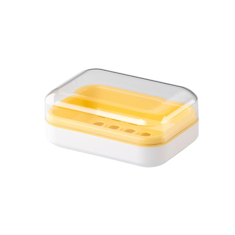 茶花250010简约带盖波普皂盒浴室卫生间肥皂盒带盖沥水盒方便清洗 茶花波普皂盒-黄色【共一个】