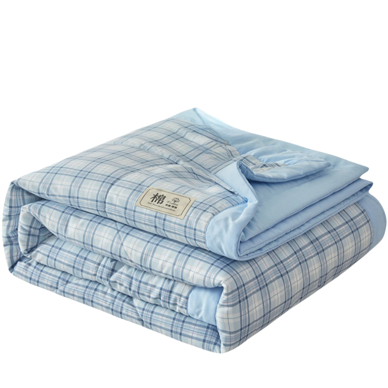铭思沃夏凉被150*200cm条 蓝白格高清大图