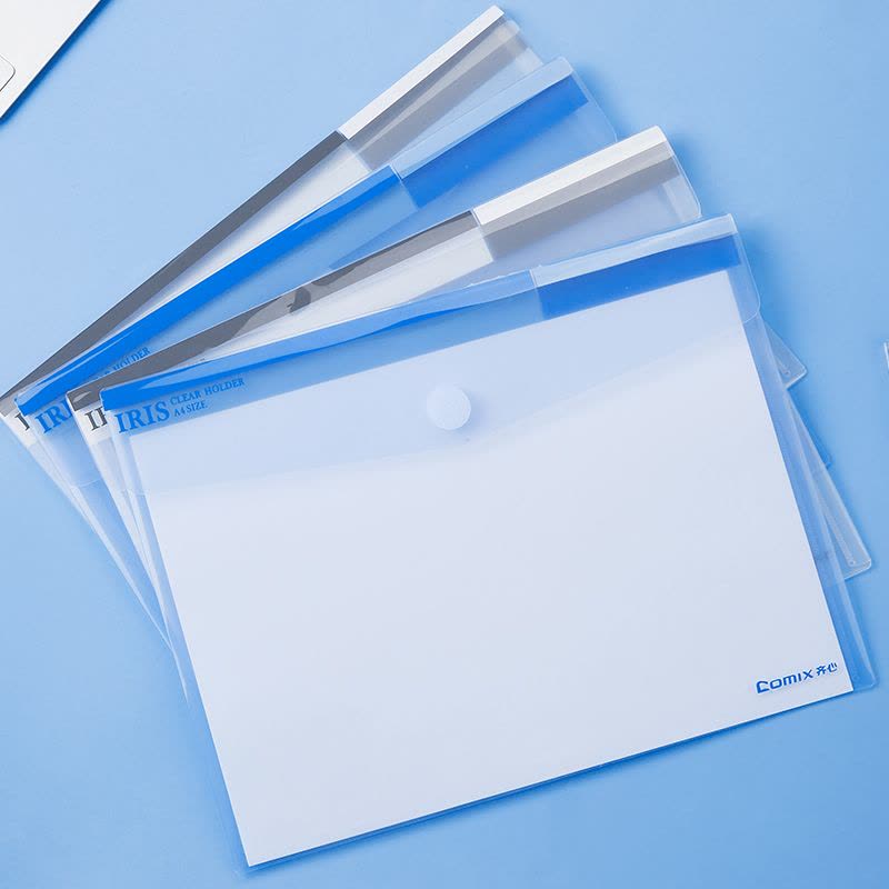 齐心 A1769 A4 按扣文件袋 10.00 个/包 蓝色 单位:包图片