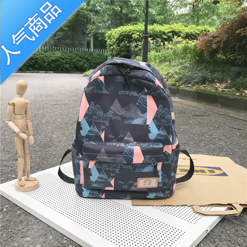 FENGHOU日系新款15.6寸防水电脑双肩书包印花男女ins校园初高中大学生包学生书包