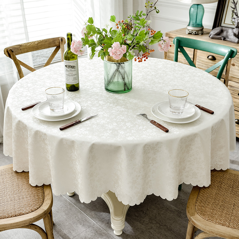 防水桌布防油防烫免洗耐高温酒店饭店圆形餐桌布艺大圆桌台布家用