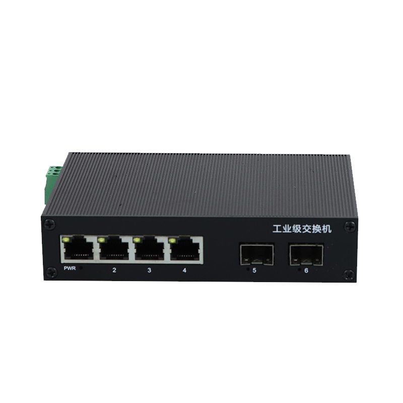 册视工业级光纤以太网交换机DIN导轨式IP40防雷宽电压12-52V级联汇聚单模单纤百兆2光4电台高清大图