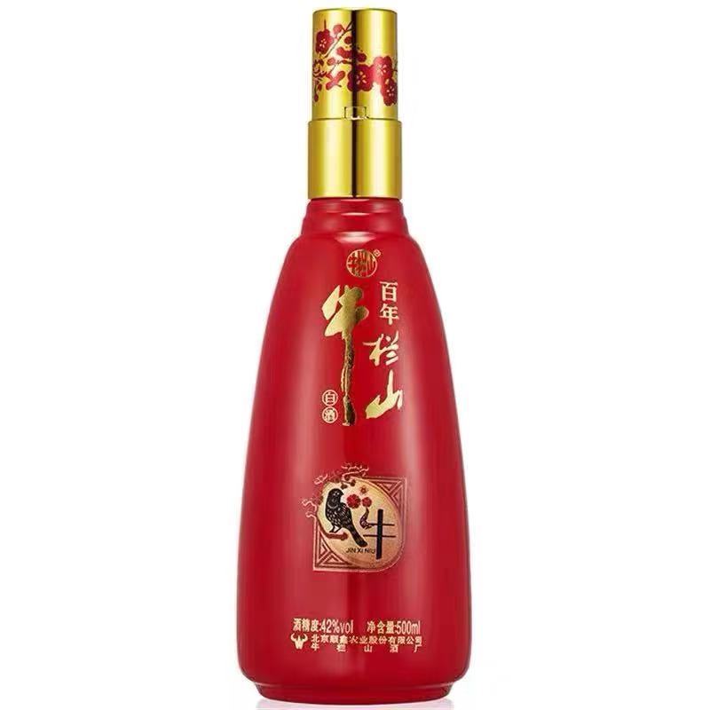 牛栏山百年二锅头白酒金喜牛42度500ml整箱6瓶装