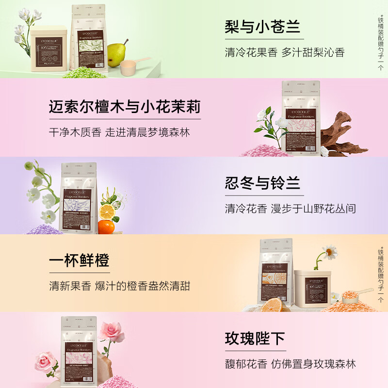 绽家留香珠迈索尔檀木与小花茉莉180g袋装精油香氛柔软抑菌洗衣伴侣高清大图