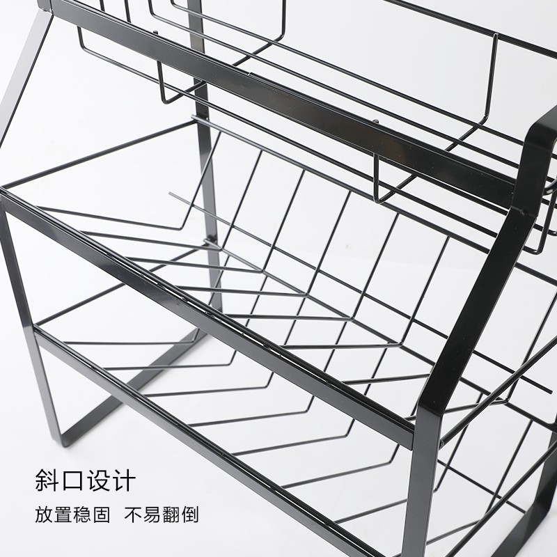 家用厨房置物架铁艺调料架子酱油瓶落地多层台面厨具调味品收纳架收纳层架 三维工匠高清大图