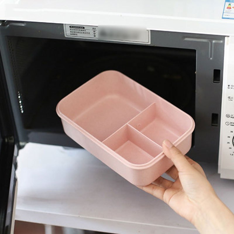 趣涉家居 便当盒餐盒套装日式饭盒微波炉学生简约韩式食堂分格带盖分隔饭盒 生活日用家居器皿饭盒便当盒居家用品