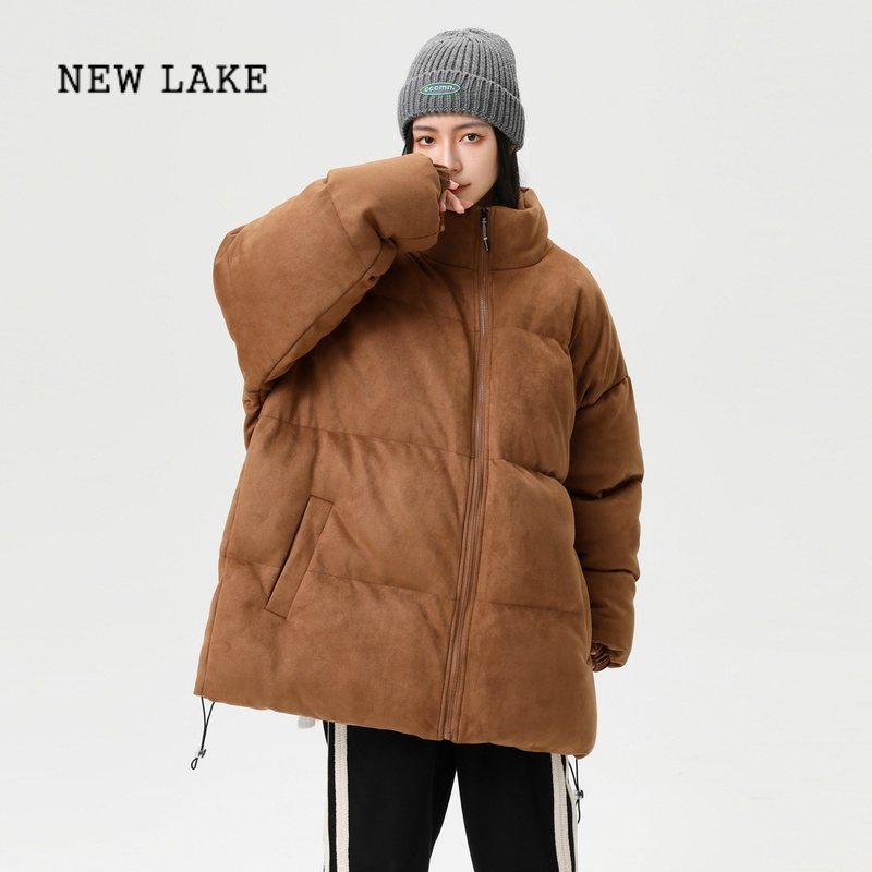 new lake美式高级感麂皮绒立领棉衣女2023新款冬季厚外套面包服棉服