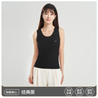 猫人保暖背心女士德绒280g中厚无痕双面绒随心裁蓄热恒温内衣上衣打底衫 L-建议105-125斤 经典黑