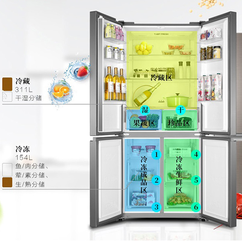 海尔(Haier)BCD-501WDGR 501升十字门冰箱一级能效变频彩晶自锁式干湿分储 TABT杀菌家用多门风冷无霜高清大图