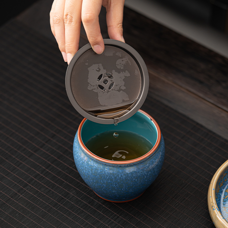 苏氏陶瓷(SUSHI CERAMICS)国礼蓝黛鎏银美人壶盖碗大套装功夫茶具非遗大师郑文强作品